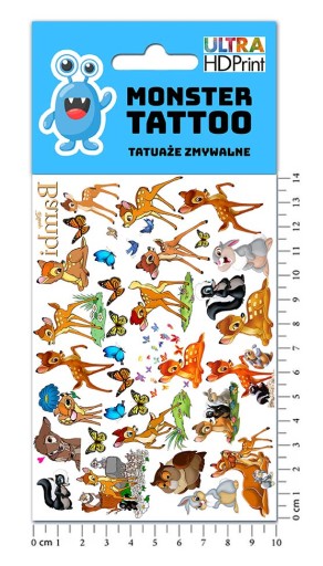 UMÝVAJÚCE DOČASNÉ TETOVANIE PRE DETI DETSKÉ BAMBI ORIGINÁLNE DIZAJNY