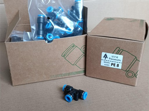 Konektor T-tee Pneumatický Zásuvný rozbočovač fi 8mm PE 8