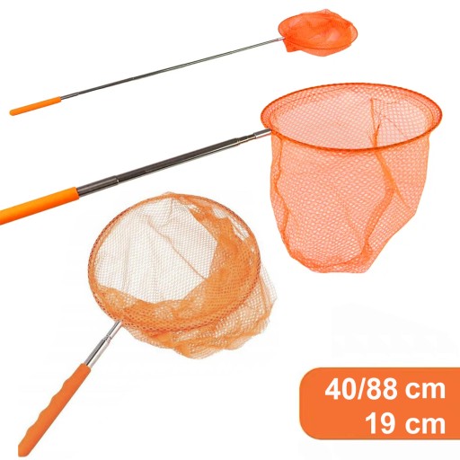 SIEŤKA NA MOTÝLY, RYBY, HMYZ do záhrady, oranžová, teleskopická