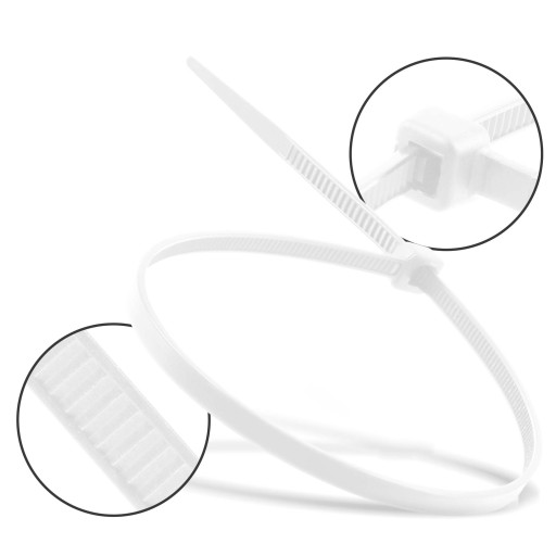 100x sťahovacie pásky Káblové pásky Zipsy 2,5 x 150 mm Silné UV sťahovacie pásky