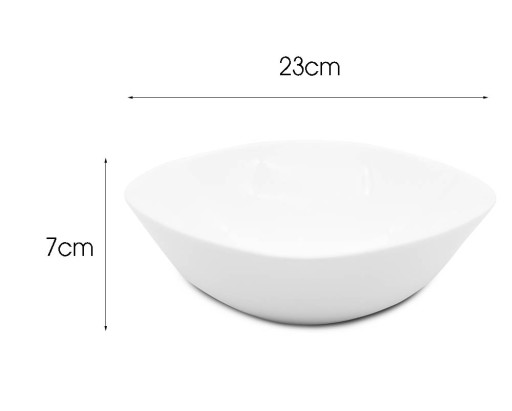 BIELA OPÁLOVÁ MISKA NA ŠALÁT HLBOKÁ MISKA 23CM ŠTVORCOVÁ MISKA TANIEĽ POLIEV.