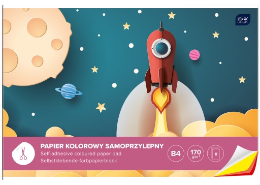 Farebný vystrihovací papier B4, samolepiaci, 8 farieb