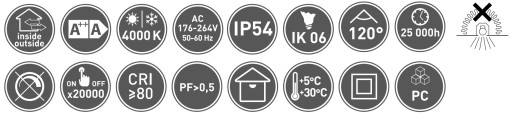 LOUIS LED stropné svietidlo IP54 240lm zápustné