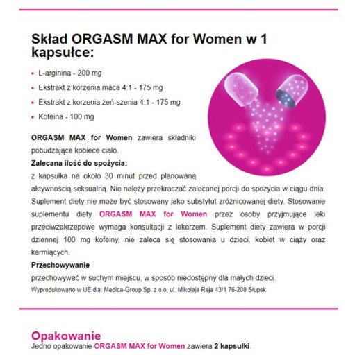 Kapsuly na libido Orgasm Max pre ženy