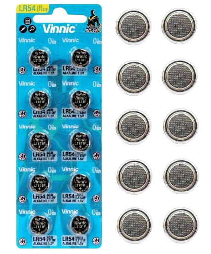 10x AG10 BATÉRIA VINNIC L1131 LR1130 LR 54 G LR54