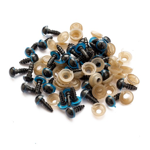 Bezpečnostné oči so závitom a svorkou na hračky Modrý plast 8 mm 20 párov