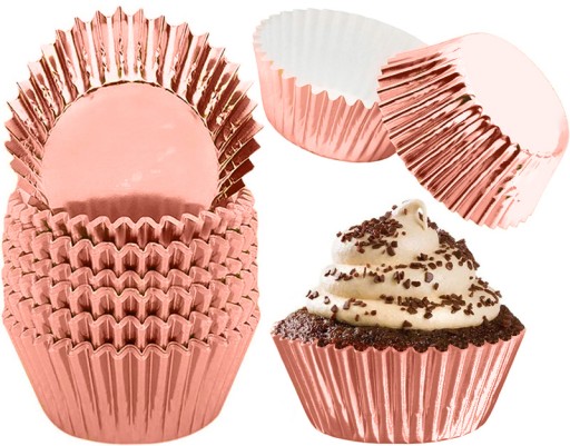 Podložky na košíčky papierové košíčky na muffiny košíčky ROSE GOLD ružové zlato 100 ks