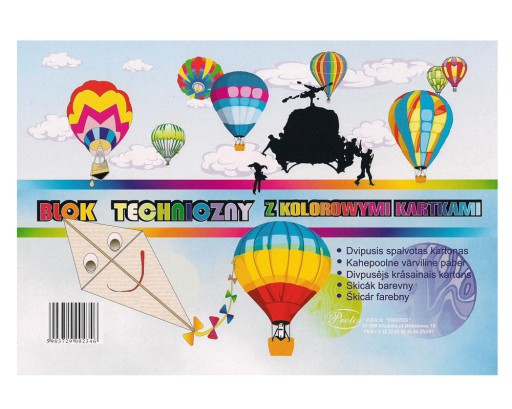 Farebný technický blok A4 8 listov 160g/m Protos