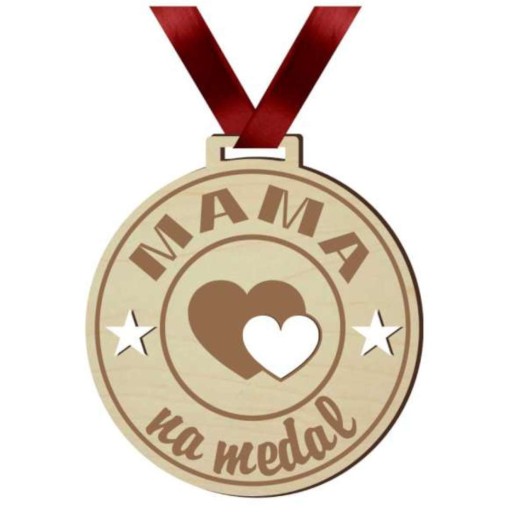 MEDAILA drevená MAMA za medailu STUHA DEŇ MATIEK