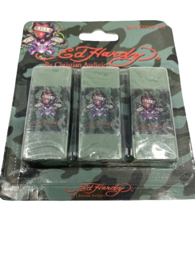 ED HARDY Designer ERASERS 3 KS