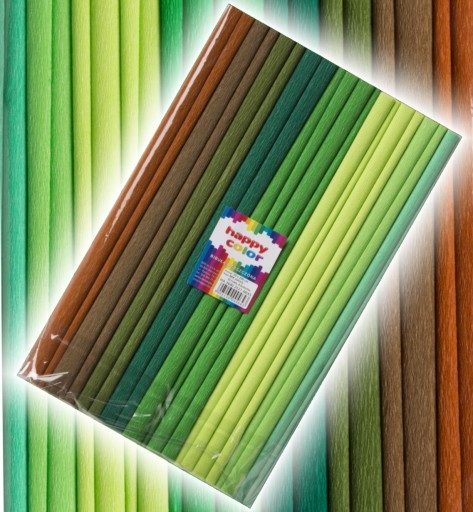 SADA krčkavého hodvábneho papiera Happy Color, ZELENÁ, 10 kusov