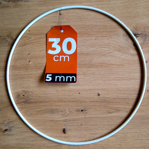 Kovová kruhová obruč BIELA makramé 30cm HRÚBKA 5mm
