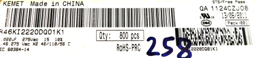 Arcotronics Fólia 275V AC 22nf 20% 50ks