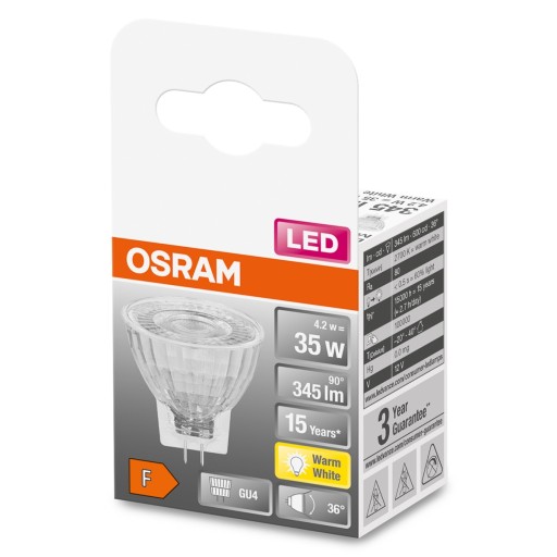 GU4 MR11 LED žiarovka 4,2W 35W 2700K 36° 12V OSRAM