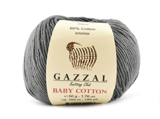 Gazzal Baby Bavlnená priadza 3450 - 50g tmavošedá