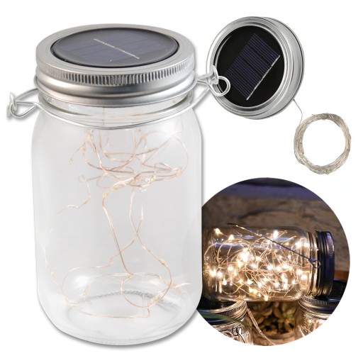 SOLAR záhradné svietidlo JAR sklenený lampáš
