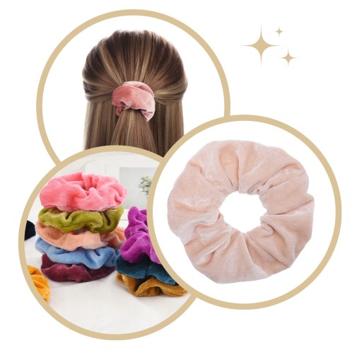 VELÚROVÉ scrunchie na vlasy béžové VEĽKÉ XXL módne scrunchie POHODLNÉ