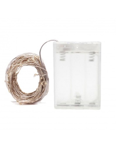 Drôtené svietidlá napájané 5M 50 LED batériami, teplá biela