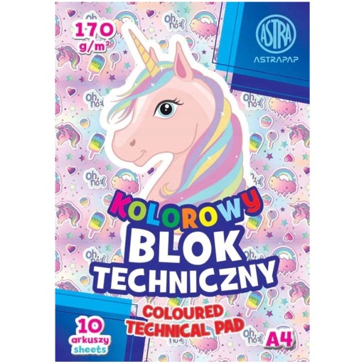 FAREBNÝ TECHNICKÝ BLOK A4 170 g 10 listov ASTRA