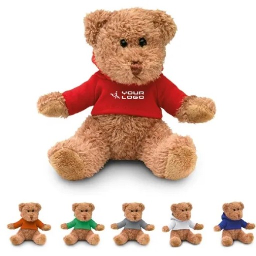 MASKOT PLYŠOVÝ MEDVEĎ V MIKINE S KAPUCNOU, šedá