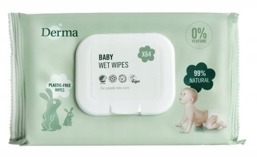 VLHČENÉ Utierky, 64 KS. DERMA ECO BABY