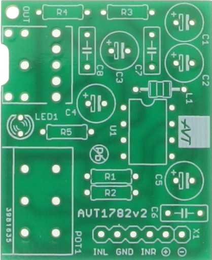 Jednoduchý slúchadlový zosilňovač s TDA2822, AVT1782 PCB
