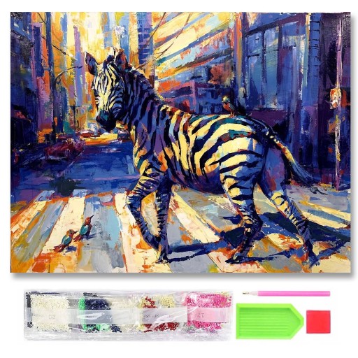 787125 DIAMANTOVÁ MOZAIKA 40x30 ZEBRA NA PRUHOCH