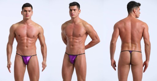 SEXY FIALOVÉ PÁNSKE VINYLové tangá L
