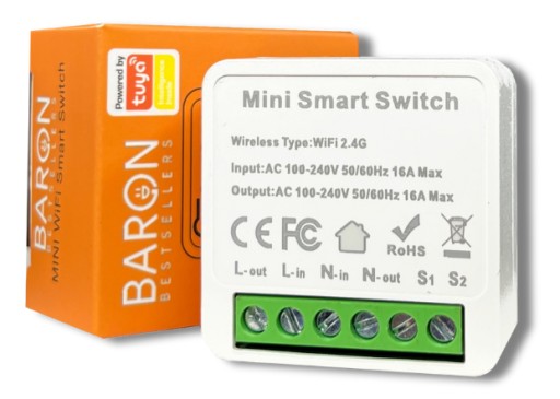 RELÉOVÝ MODUL MOBILNÝ SPÍNAČ WIFI ZÁSUVKA TUYA SMART 16A BarON