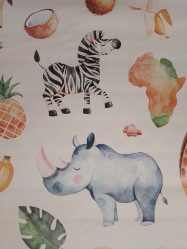 OILcloth obrus, šírka 140 cm, nosorožce, zebry, žirafy