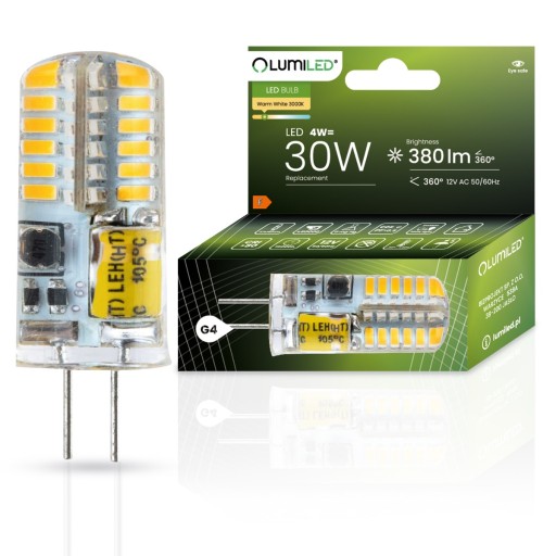 LED CAPSULE žiarovka MINI G4 4W = 30W 3000K TEPLÁ FARBA 12V SMD LUMILED