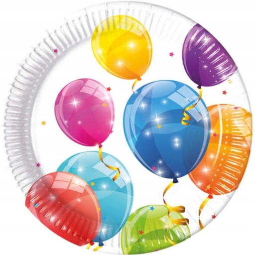 HAPPY BIRTHDAY modré, farebné narodeninové papierové taniere, 6 kusov