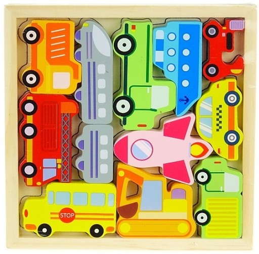 DREVENÉ BLOKY PUZZLE VZORY PUZZLE MONTESSORI