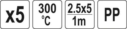 PP VLOŽKY 2,5X5MM 5X1M 5KS. YATYT-82303 Yato