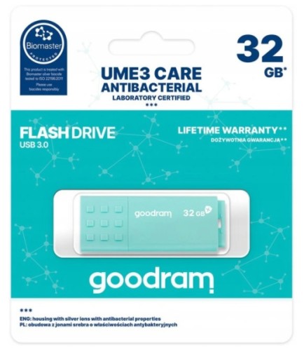 Antibakteriálna pamäťová jednotka GOODRAM 32GB UME3 CARE 3.0