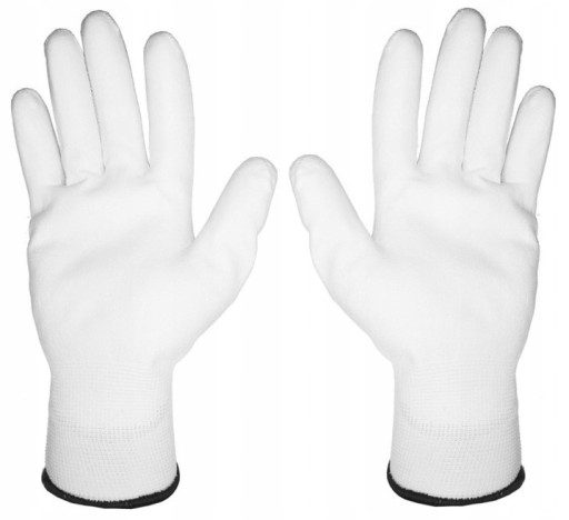12 PÁR pracovných rukavíc potiahnutých bielym polyuretánom, veľkosť 10-XL