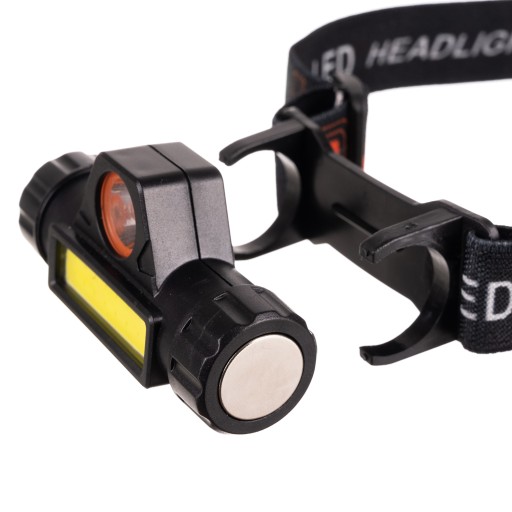 Výkonná COB LED čelovka 4v1 USB čelovka