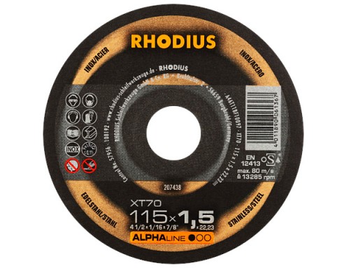 DISKY NEREZOVÉ KOVOVÉ REZNÉ KOTOUČE INOX 115x1,0 RHODIUS GERMANY XT70