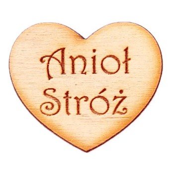 SRDCE s nápisom ANJEL STRÁŽNY 3 cm pre anjelské srdiečka DREVENÉ 5 kusov