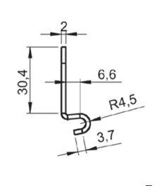 Preklápacia západka 47x26,5mm/ zakrivená rukoväť/kov