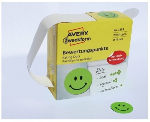 Nálepky na tvár Avery smajlíka 250 ks