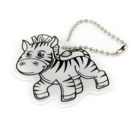 Reflexná kľúčenka, hranolový prívesok pre dieťa, na cyklistický batoh ZEBRA