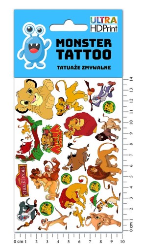 UMÝVAJÚCE DOČASNÉ TETOVANIE PRE DETI LEV KRÁĽ, ORIGINÁLNE DIZAJNY