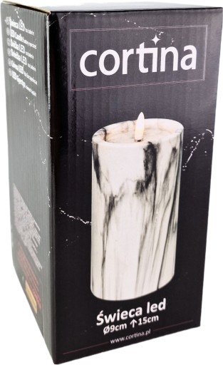 Mramorová EFFECT LED sviečka 15 cm 9,5 DEKORATÍVNA sivobiela