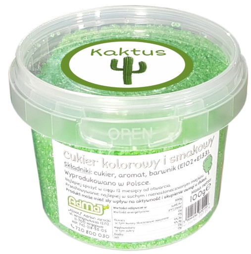 Cukor na cukrovú vatu Kaktus 100g zelené vedierko