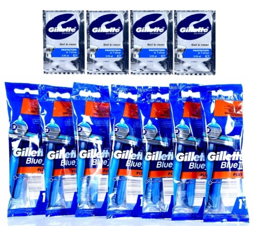 GILLETTE HOLENIE RAPS BLUE II PLUS 7 ks + SÚPRAVA GÉLU NA HOLENIE