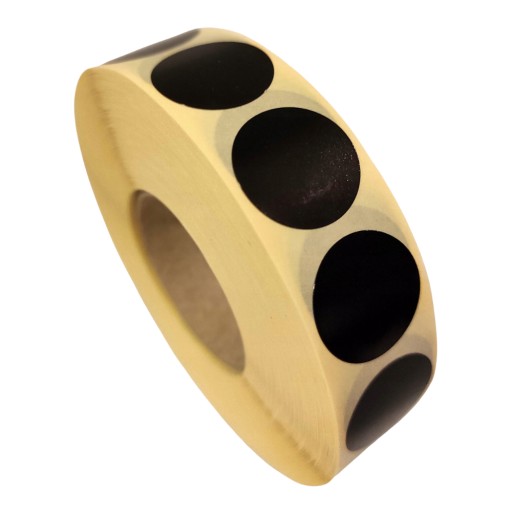 Samolepiace etikety čierne kruhy fi20mm 2000 ks.