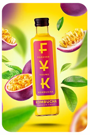 Kombucha Marakuja čaj 0,25l Forever Young nápoj FYK 250ml MUČENKA