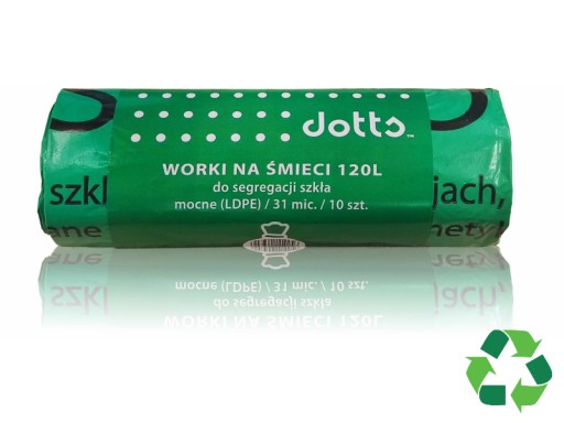DOTTS vrecia na odpad 120l. LDPE pevný na segregáciu, balenie 10 ks - zelené sklo