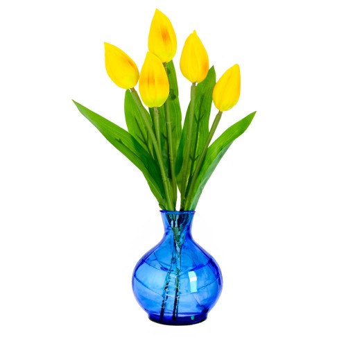 TULIPÁNOVÁ KYTICA Z PENOVÝCH TULIPANOV X5 ŽLTÉ UMELÉ TULIPANY V KYTICI
